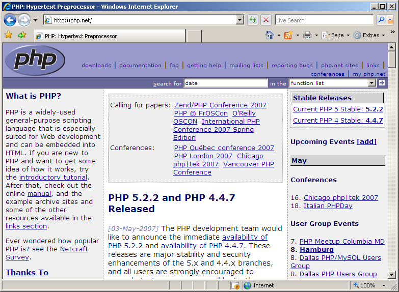 PHP.NET nutzen als Hilfe